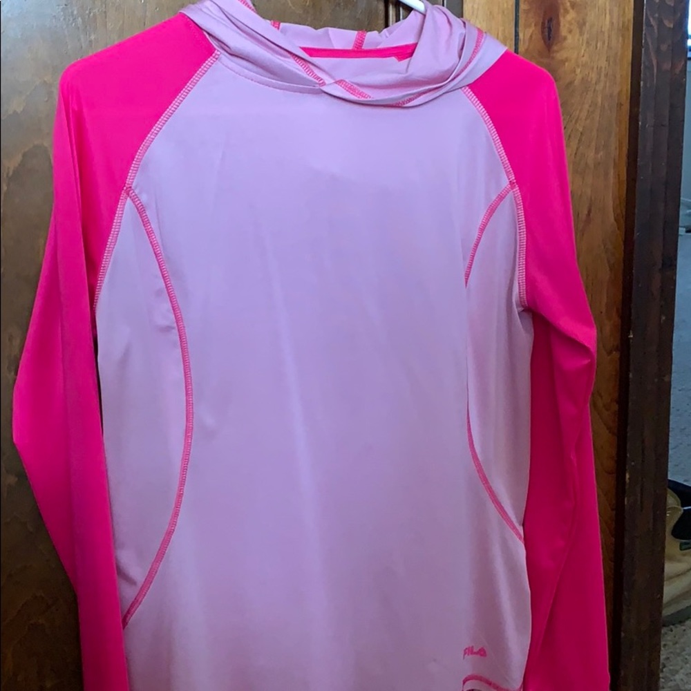 2 tone pink Fila moisture wicking hoodie